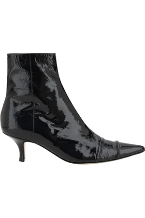 Maison Margiela Sko, Dame, Sort, 37 1/2 EU, Læder, Sort Patentlæder Kitten Heel Støvler