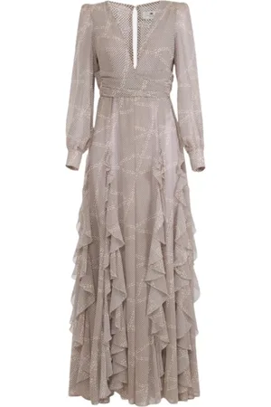Elisabetta Franchi Kjole, Dame, Grå, L, Elegant Kjole Samling