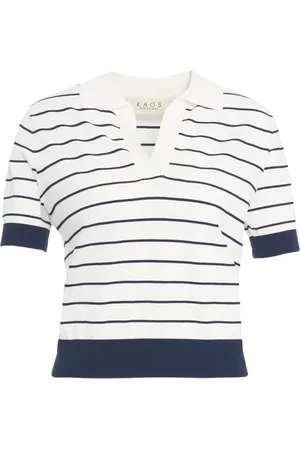 Kaos Strik, Herre, Blå, M, Stribet Pullover Sweater
