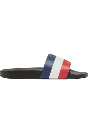 Moncler Sko, Herre, Flerfarvet, 41 EU, Hvide Tricolour Slides Casual Fodtøj