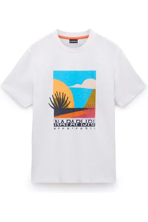 Napapijri Top, Herre, Hvid, XL, Bomuld, Kortærmet Grafisk T-shirt