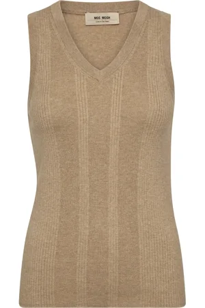 Mos Mosh Strik, Dame, , XS, Bomuld, Rib V-Neck Tank Bluse