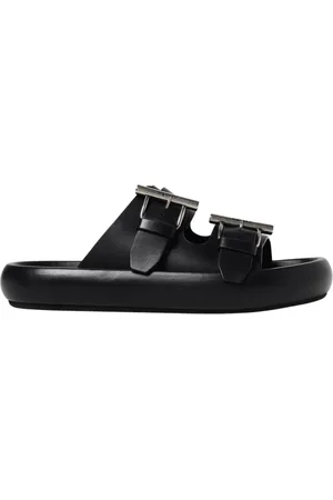 Alexander McQueen Sko, Herre, Sort, 43 EU, Læder, Sorte Læder Slide Sandaler
