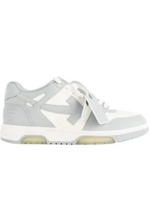 OFF-WHITE Sko, Herre, Flerfarvet, 41 EU, Læder, Grå og hvide sneakers med læderlogo