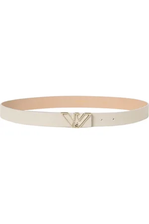 Emporio Armani Tilbehør, Dame, , 100 CM, Læder, Sort læderbælte med signaturdetaljer