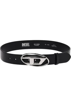 Diesel Tilbehør, Dame, Sort, 80 CM, Læder, Sort Logo Læderbælte