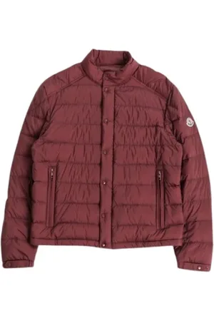 Moncler Jakke, Herre, Rød, XL, Uld, Rød Dunjakke med Lynlås Lukning