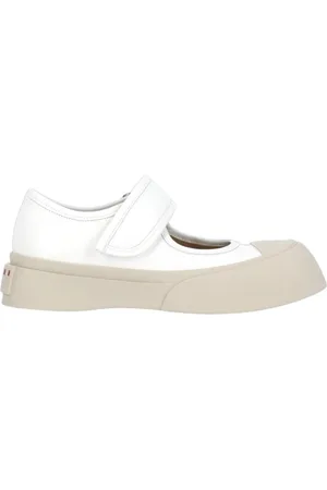 Marni Sko, Dame, Hvid, 39 EU, Læder, Sort Mary Jane Velcro Strop Sko