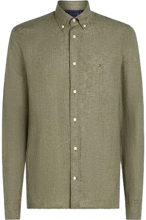Tommy Hilfiger Skjorte, Herre, Grøn, 3XL, Linned, Grøn Linned Skjorte med Knapper