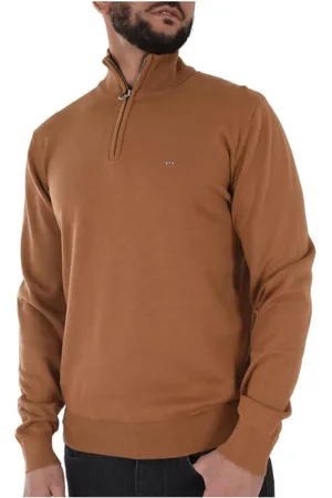 Eden Park Strik, Herre, Brun, M, Uld, Lynlås Uld Rund Hals Sweater