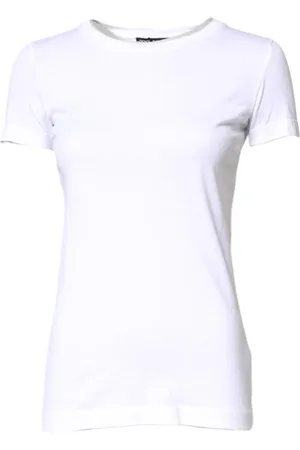 Dolce & Gabbana Top, Dame, Hvid, 3XS, Bomuld, Hvid Bomuld Crew Neck T-shirt