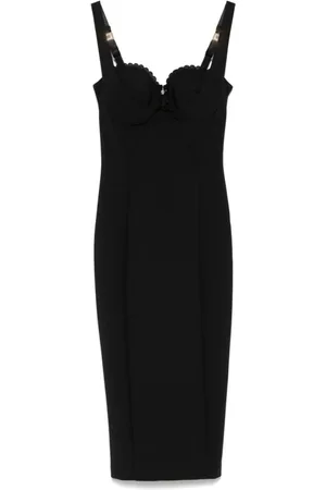 Elisabetta Franchi Kjole, Dame, Sort, XL, Uld, Sort kjole med hjerteformet halsudskæring og lynlås