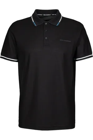 Karl Lagerfeld Top, Herre, Sort, 2XL, Bomuld, Polo shirt med smal struktur og accenter
