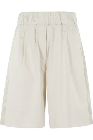 MYTHS Shorts, Dame, Hvid, S, Bomuld, Creme Bermuda Shorts med Elastisk Talje