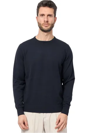 Bugatti Strik, Herre, Blå, L, Bomuld, Blå Sweater med Broderet Logo