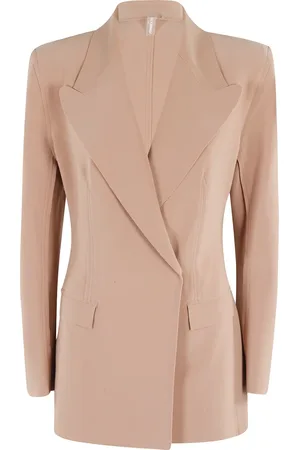 Norma Kamali Jakke, Dame, Brun, M, Polyester, Dobbeltbrystet jakke, Cappuccino, Slim Fit