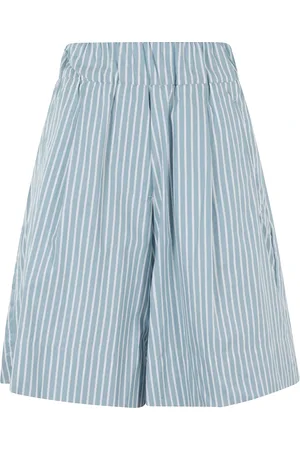 MYTHS Shorts, Dame, Blå, S, Bomuld, Turkis og hvid Stribet Bermuda Shorts