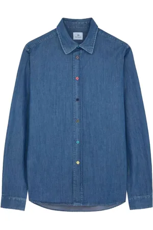 Paul Smith Skjorte, Herre, Blå, XL, Bomuld, Skjorte i bomuld med farverige knapper