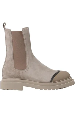Brunello Cucinelli Sko, Dame, , 39 EU, Suede, Elegant Suede Chelsea Ankelstøvler