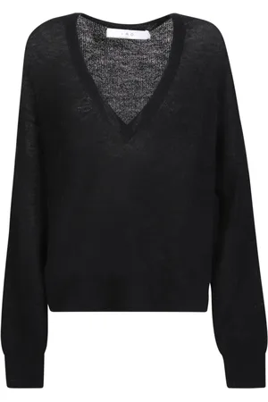 IRO Strik, Dame, Sort, XS, Uld, Sort V-hals Alpaka Uld Sweater