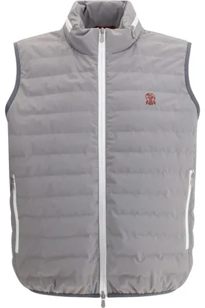 Brunello Cucinelli Jakke, Herre, Grå, 2XL, Uld, Quiltet Dunvest med Lynlåslommer