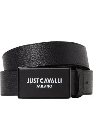 Roberto Cavalli Tilbehør, Herre, Sort, 110 CM, Læder, Præget spænde læderbælte