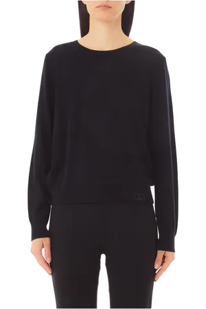 Liu Jo Strik, Dame, Sort, M, Uld, Stilfulde Sweaters med Bue Detalje