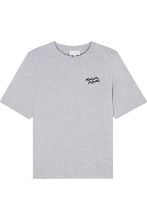 Maison Kitsuné Top, Dame, Grå, S, Bomuld, Grå T-shirts og Polos med Logo Broderi