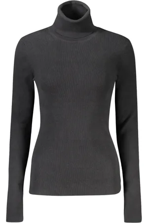 Calvin Klein Strik, Dame, Sort, L, Bomuld, Sort langærmet sweater med logo