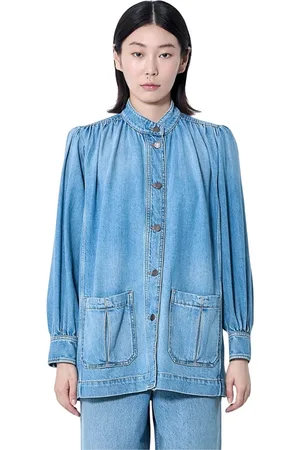 Chloé Jakke, Dame, Blå, S, Denim, Denim Stand Krave Skjorte