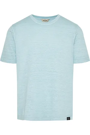 Gran Sasso Top, Herre, Blå, L, Linned, Linned T-shirt med Elastan, Lavet i Italien