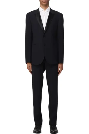 Emporio Armani Jakkesæt, Herre, Blå, L, Uld, Sort To-Delt Dragt