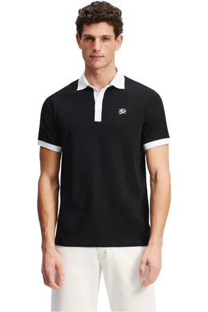 Karl Lagerfeld Top, Herre, Sort, XL, Bomuld, Polo shirt med kontrastdetaljer