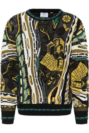 Carlo Colucci Strik, Herre, Flerfarvet, M, Moderne 3D Jacquard Sweater
