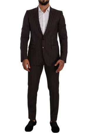 Dolce & Gabbana Jakkesæt, Herre, Rød, M, Bomuld, Maroon Stribet Slim Fit Suit