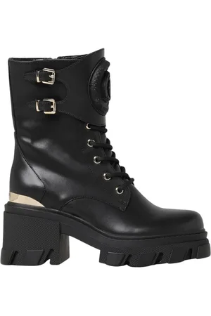 Roberto Cavalli Sko, Dame, Sort, 40 EU, Læder, Sort LaceUp Platform Ankelstøvler