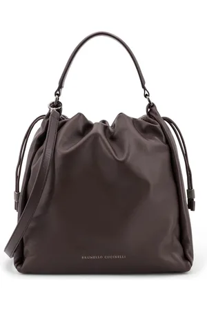 Brunello Cucinelli Taske, Dame, Brun, ONE SIZE, Uld, Mørkebrun Læder Skuldertaske