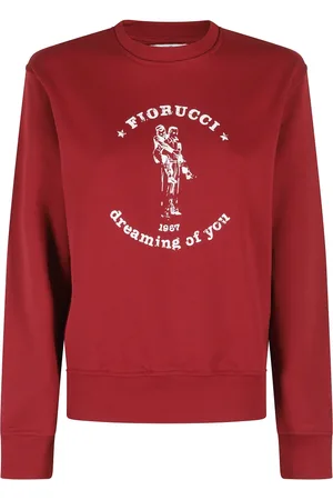 Fiorucci Sweathshirts & Hoodies, Dame, Rød, XS, Bomuld, Bordeaux Crewneck Sweatshirt med Frontprint