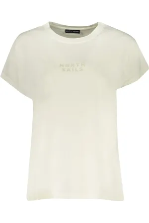 North Sails Top, Dame, Hvid, XL, Bomuld, Trykt Bomuld T-shirt med Bred Halsudskæring