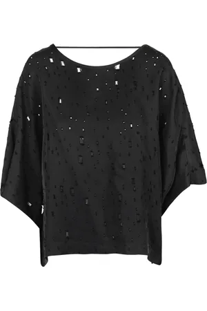 8PM Bluser & Skjorter, Dame, Sort, M, Uld, Twill bluse med stropper