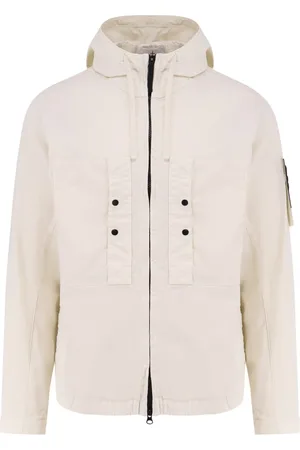 Stone Island Jakke, Herre, , S, Bomuld, Ivory Jakke med lynlås og hætte