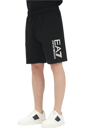 EA7 Shorts, Herre, Sort, XL, Bomuld, Sort Sporty Shorts Forår Sommer