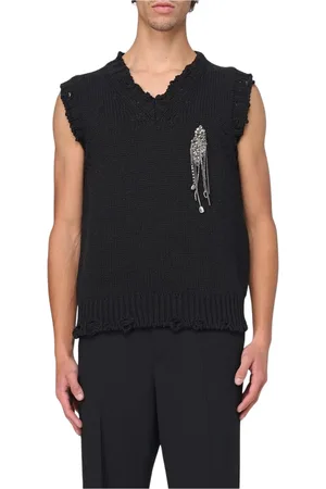 Alexander McQueen Strik, Herre, Sort, XS, Bomuld, Sort Ærmeløs Sweater Vest