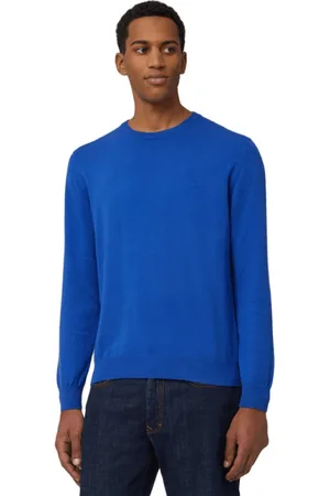 HARMONT&BLAINE Strik, Herre, Blå, 2XL, Bomuld, Bomuldsturtleneck med broderi