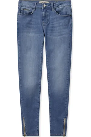 Mos Mosh Jeans, Dame, Blå, W30, Bomuld, Blå Jeans med Lynlås Detaljer
