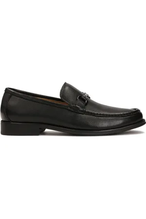 Kazar Sko, Herre, Sort, 41 EU, Læder, Sort loafers med metaludsmykning