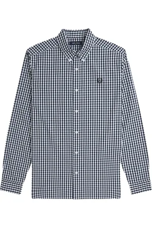Fred Perry Skjorte, Herre, Sort, XL, Bomuld, Gingham Skjorte