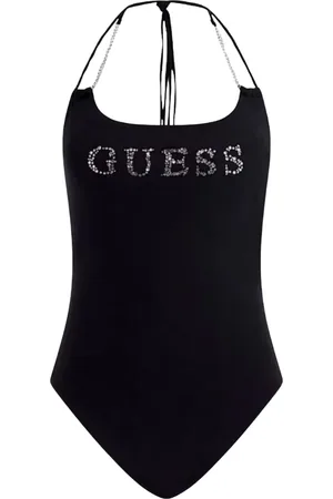 Guess Badetøj, Dame, Sort, L, Polyester, Logo One Piece Badedragt med Aftagelig Polstring