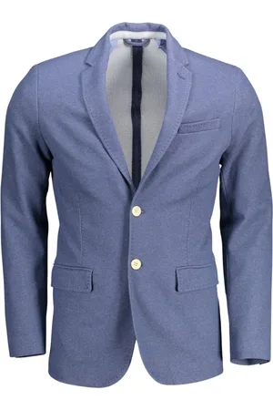 GANT Jakke, Herre, Blå, M, Bomuld, Blå Slim-Fit Jakke med Elee Detaljer