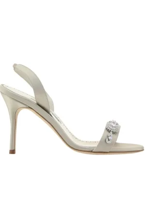 Manolo Blahnik Sko, Dame, , 38 1/2 EU, Satin, Silkesatin slingback sandaler med juveldækket spænde